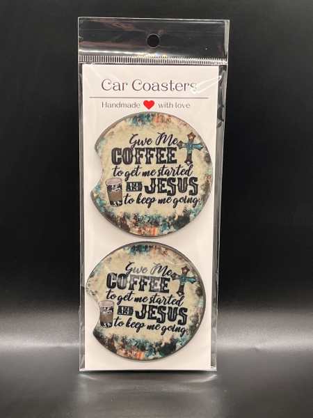 Give Me Coffee & Jesus Car Coaster